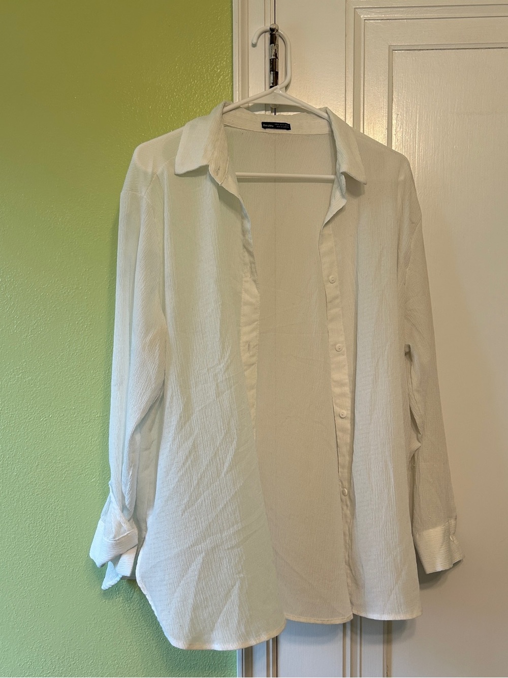 Bershka White Button-Up Lightweight Blouse